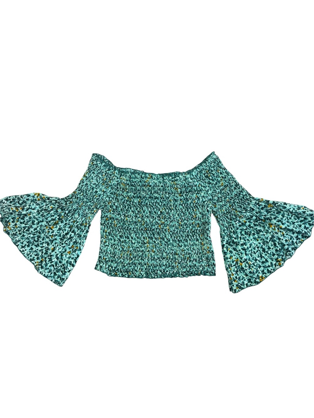 Poupette St Barth Smocked Off The Shoulder Top in Green Size XS NEW